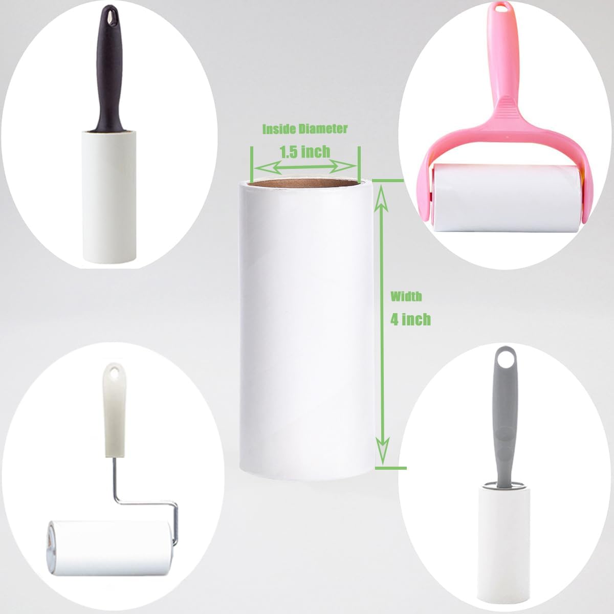 Flat Sticky Lint Roller for Couch Desk Chair Dog/Cat Bed Balliard Table Lint Roller for Pet Hair Lint Remover T Shape Handle with 4 Refill Rolls (Navy Black)