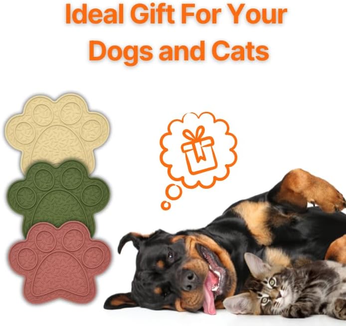 Lick Mat for Dogs, DOOGUES Slow Feeder Mat for Anxiety Relief, Non-Slip Suction Cups, Easy to Spread with Peanut Butter, Yoghurt, or Treats, Suitable for Small, Medium, and Large Dogs (Beige)