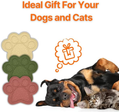 Lick Mat for Dogs, DOOGUES Slow Feeder Mat for Anxiety Relief, Non-Slip Suction Cups, Easy to Spread with Peanut Butter, Yoghurt, or Treats, Suitable for Small, Medium, and Large Dogs (Beige)