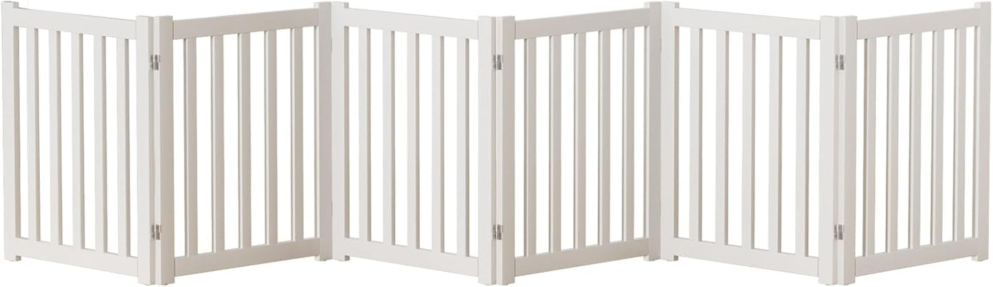 2-Panel Solid Wood Dog Gate - Freestanding Folding Pet Gate for Doorways, Stairs, Indoor, 24" Height, No Installation Needed, Natural Wood