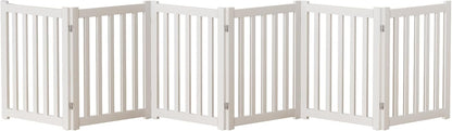2-Panel Solid Wood Dog Gate - Freestanding Folding Pet Gate for Doorways, Stairs, Indoor, 24" Height, No Installation Needed, Natural Wood