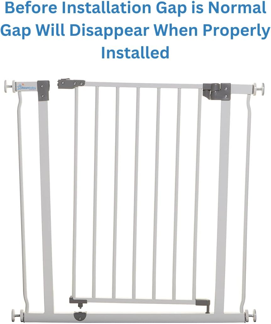 Dreambaby Liberty Walk Thru Baby Safety Gate Set - with 3.5inch Extension Panel - Fits 29.5-36.5inch Openings - Pressure Mounted Security Gates - White