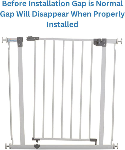 Dreambaby Liberty Walk Thru Baby Safety Gate Set - with 3.5inch Extension Panel - Fits 29.5-36.5inch Openings - Pressure Mounted Security Gates - White