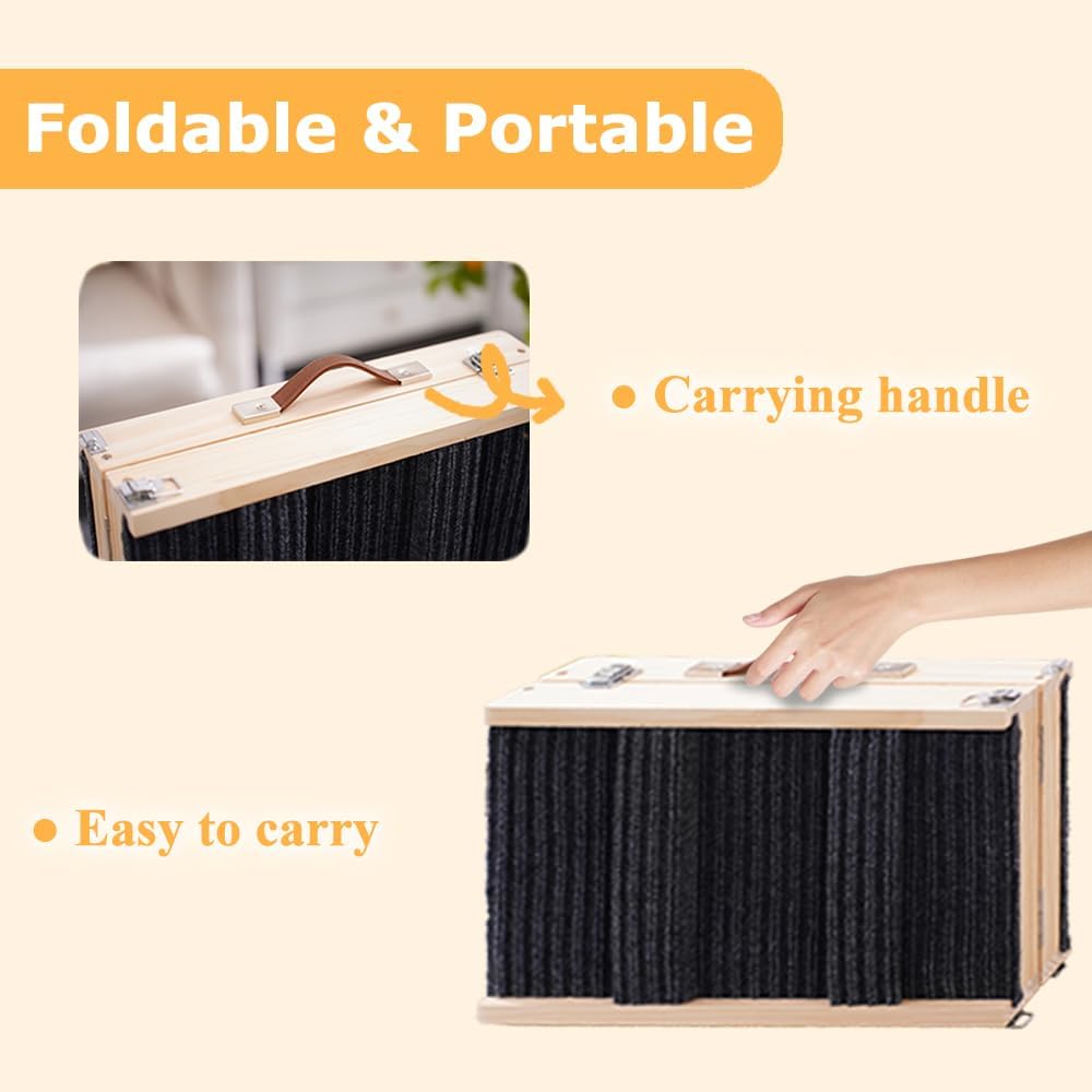 Adjustable Dog Ramp, Portable Folding Pet Ramp, 32" Long Wooden Pet Ramp for Bed with Non-Slip Traction Mat for Small Dogs, Dog Climbing Ladder for Sofa, Bed, Couch, Car (LGPT1, Gray)