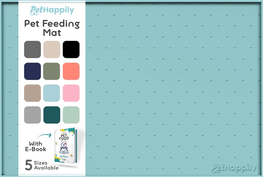 Dog Food Mat - Raised Edges Dogs Mat for Food and Water Prevent Spill, Waterproof Cat Food Mats Protect Floors, Easy Clean Dog Bowl Mats for Food and Water, Silicone Pet Feeding Placemats
