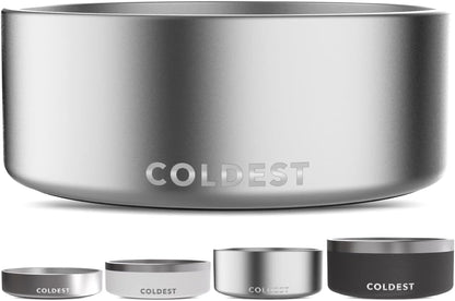 Coldest Dog Bowl - Anti Rust Metal, Non Slip, 3 Layers Insulated Stainless Steel Dog Bowls - Spill Proof & Heavy Duty - Water Bowl for Dogs, Cats & Pets, Dish Washer Safe (21 oz, Stealth Black)