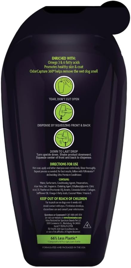 FURminator Ultra Premium deShedding Shampoo for Dogs Helps Reduce Excess Shedding, 16 oz