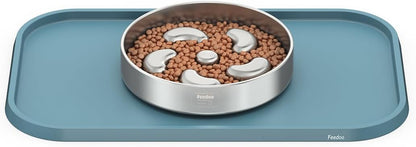 Pet Feeding Mat [Warped Resistant Raised Edge], Water-Proof Silicone Placement for Food Water Bowls, Anti-Slip Base Protect Floor, BPA-Free&Dishwasher-Safe [23.5x13.5inch Large, Gray]