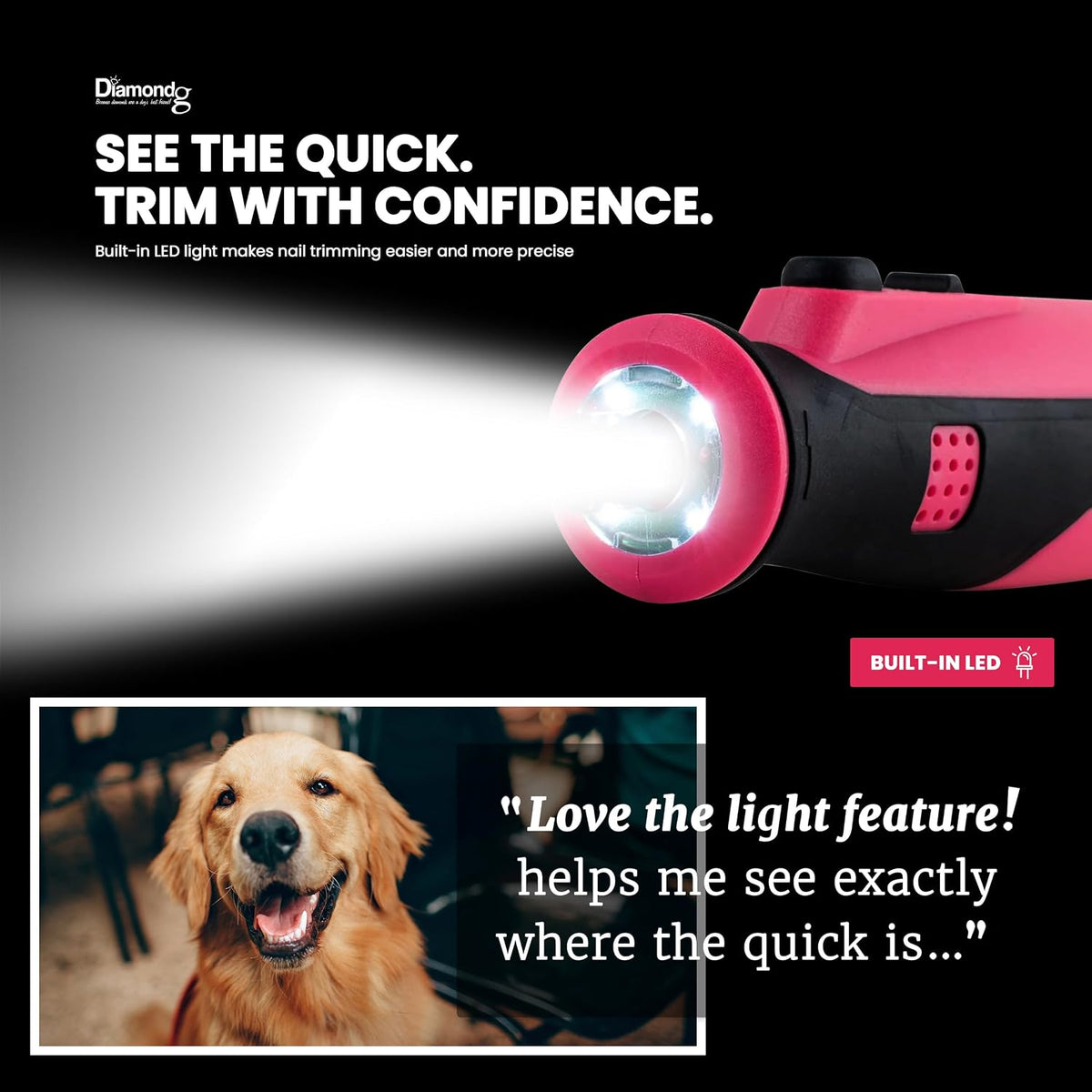 Cordless Dog Nail Grinder - Quiet Sound with LED Light, Blue