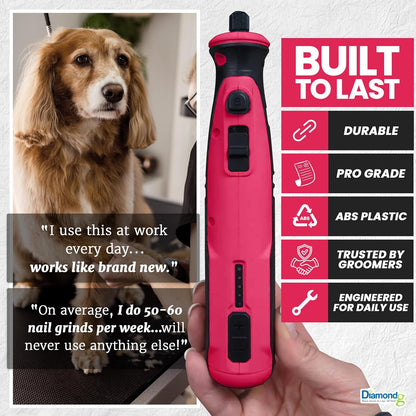 Cordless Dog Nail Grinder - Quiet Sound with LED Light, Blue