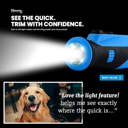Cordless Dog Nail Grinder - Quiet Sound with LED Light, Blue