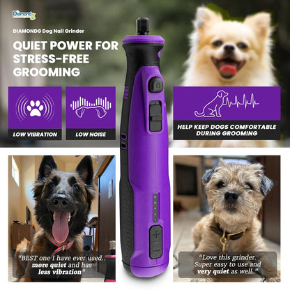 Cordless Dog Nail Grinder - Quiet Sound with LED Light, Blue