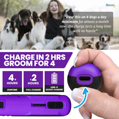 Cordless Dog Nail Grinder - Quiet Sound with LED Light, Blue