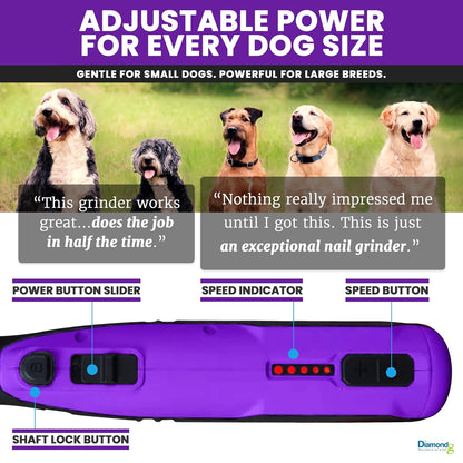 Cordless Dog Nail Grinder - Quiet Sound with LED Light, Blue