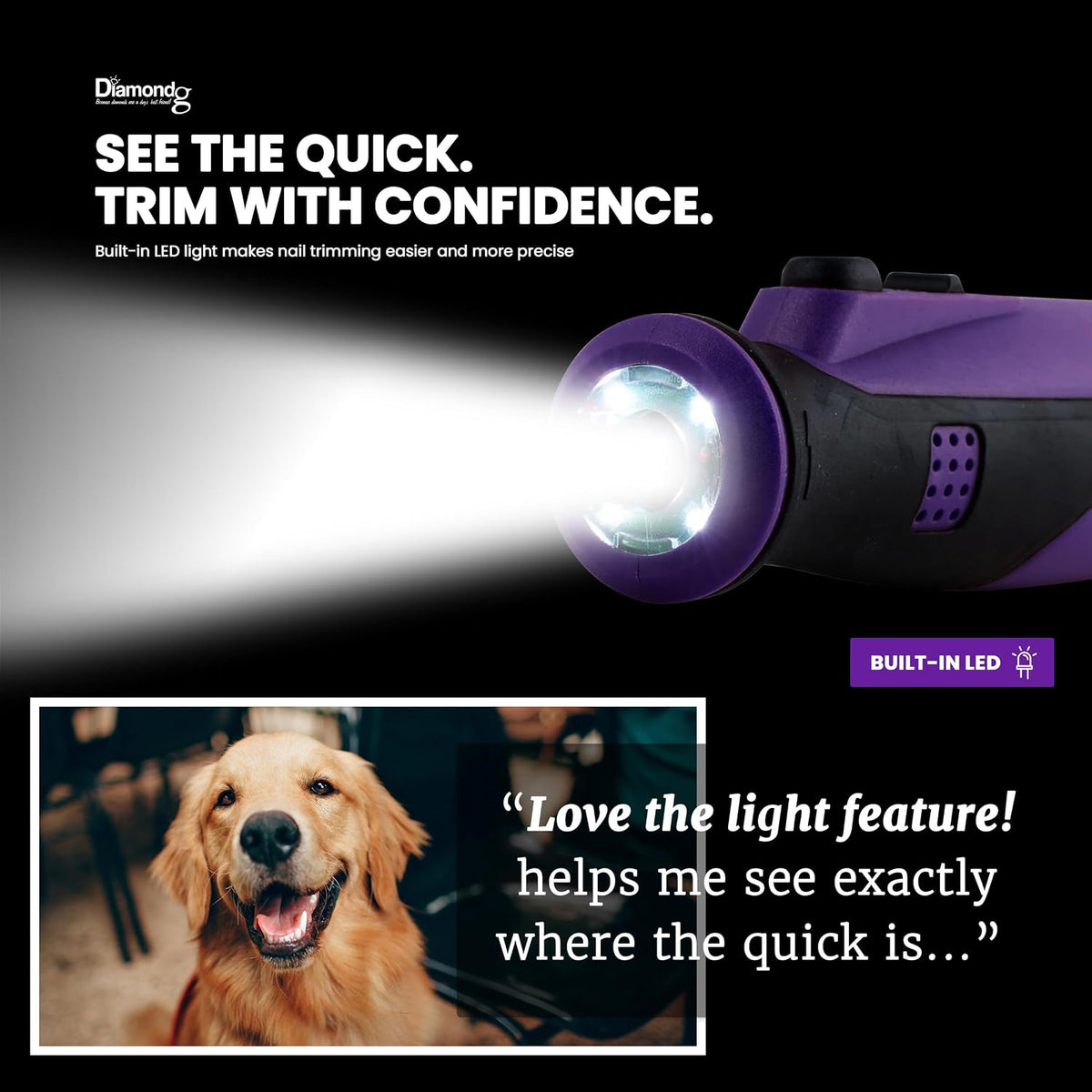 Cordless Dog Nail Grinder - Quiet Sound with LED Light, Blue