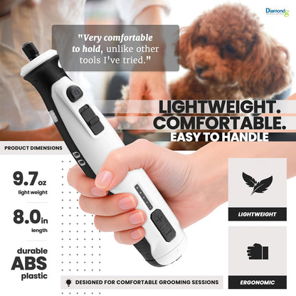Cordless Dog Nail Grinder - Quiet Sound with LED Light, Blue