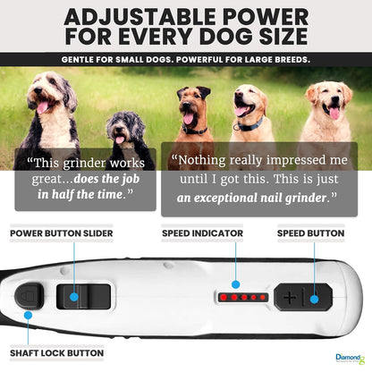 Cordless Dog Nail Grinder - Quiet Sound with LED Light, Blue