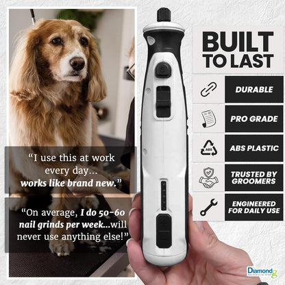 Cordless Dog Nail Grinder - Quiet Sound with LED Light, Blue