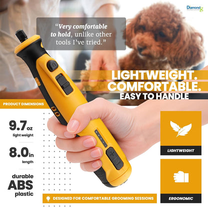 Cordless Dog Nail Grinder - Quiet Sound with LED Light, Blue