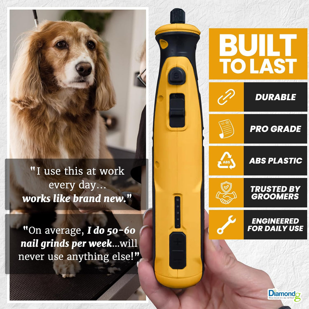 Cordless Dog Nail Grinder - Quiet Sound with LED Light, Blue