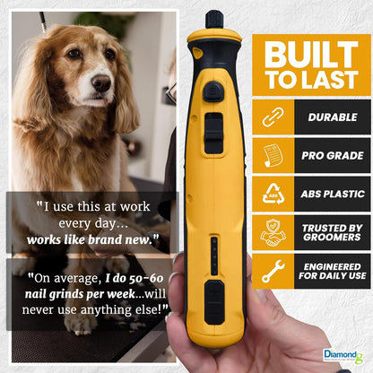 Cordless Dog Nail Grinder - Quiet Sound with LED Light, Blue