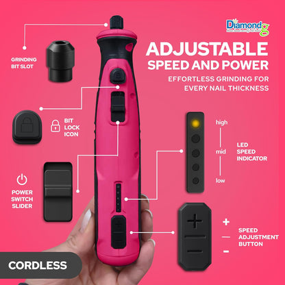 Cordless Dog Nail Grinder - Quiet Sound with LED Light, Blue