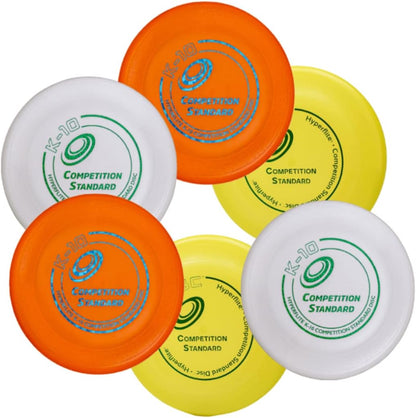 K-10 Competition Standard Dog Disc (6 Pack) - Assorted Floating Frisbee for Dogs - Large Canine Plastic Discs for Ultra-Long Flights - Flying Disc Toy for Secure Gripping - 8.75”