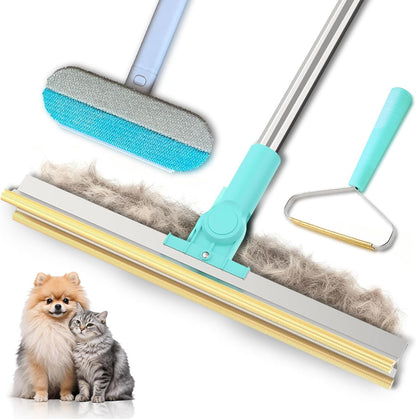 Carpet Rake for Pet Hair Removal 3 in 1 Reusable Dog Cat Hair Remover Scraper with Adjustable Long Handle, Carpet Clean Brushes&Cat Dog Fur Rakes Scraper Broom for Couch, Rugs, Mats and Cars