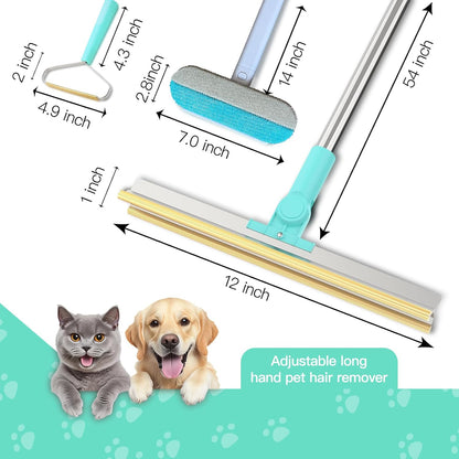 Carpet Rake for Pet Hair Removal 3 in 1 Reusable Dog Cat Hair Remover Scraper with Adjustable Long Handle, Carpet Clean Brushes&Cat Dog Fur Rakes Scraper Broom for Couch, Rugs, Mats and Cars