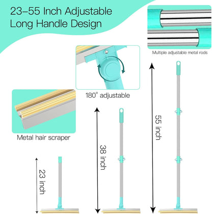 Carpet Rake for Pet Hair Removal 3 in 1 Reusable Dog Cat Hair Remover Scraper with Adjustable Long Handle, Carpet Clean Brushes&Cat Dog Fur Rakes Scraper Broom for Couch, Rugs, Mats and Cars