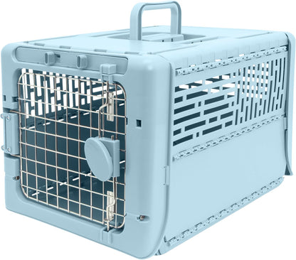 Collapsible Small Pet Travel Carrier (Tan), Hard-Sided Kennel for Small Dogs, Puppies, Cats, Kittens, Animals up to 25lbs, Washable Home & Outdoor Pet Crate, 24.5"L x 16.5"W x 16"H