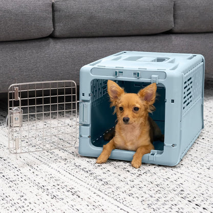Collapsible Small Pet Travel Carrier (Tan), Hard-Sided Kennel for Small Dogs, Puppies, Cats, Kittens, Animals up to 25lbs, Washable Home & Outdoor Pet Crate, 24.5"L x 16.5"W x 16"H