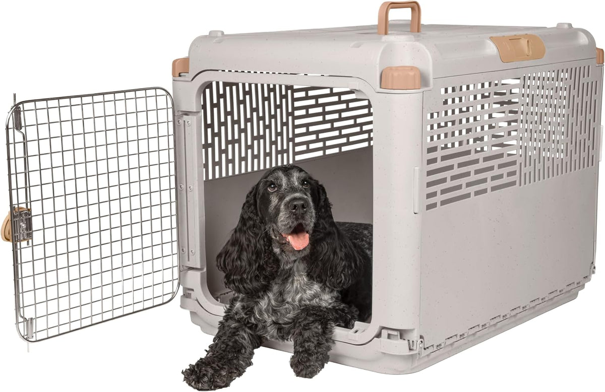 Collapsible Small Pet Travel Carrier (Tan), Hard-Sided Kennel for Small Dogs, Puppies, Cats, Kittens, Animals up to 25lbs, Washable Home & Outdoor Pet Crate, 24.5"L x 16.5"W x 16"H