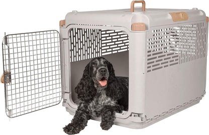 Collapsible Small Pet Travel Carrier (Tan), Hard-Sided Kennel for Small Dogs, Puppies, Cats, Kittens, Animals up to 25lbs, Washable Home & Outdoor Pet Crate, 24.5"L x 16.5"W x 16"H