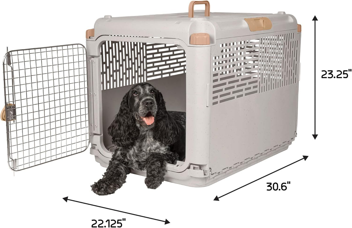 Collapsible Small Pet Travel Carrier (Tan), Hard-Sided Kennel for Small Dogs, Puppies, Cats, Kittens, Animals up to 25lbs, Washable Home & Outdoor Pet Crate, 24.5"L x 16.5"W x 16"H