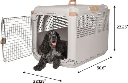 Collapsible Small Pet Travel Carrier (Tan), Hard-Sided Kennel for Small Dogs, Puppies, Cats, Kittens, Animals up to 25lbs, Washable Home & Outdoor Pet Crate, 24.5"L x 16.5"W x 16"H