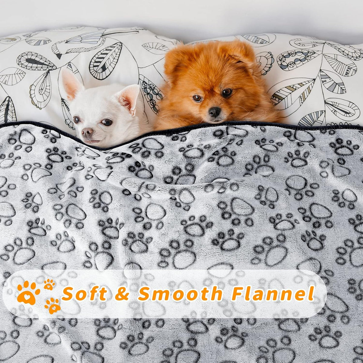 2 Pack Dog Blanket for Small Medium Dogs, Soft Washable Fleece Pet Blankets with Paw Print, Puppy & Cat Blanket for Bed Couch Sofa, 24"x32"