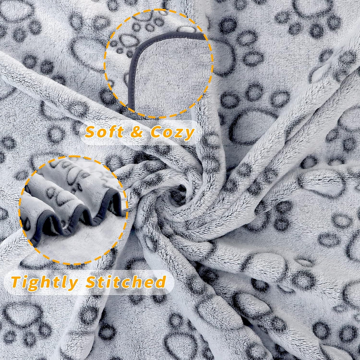 2 Pack Dog Blanket for Small Medium Dogs, Soft Washable Fleece Pet Blankets with Paw Print, Puppy & Cat Blanket for Bed Couch Sofa, 24"x32"