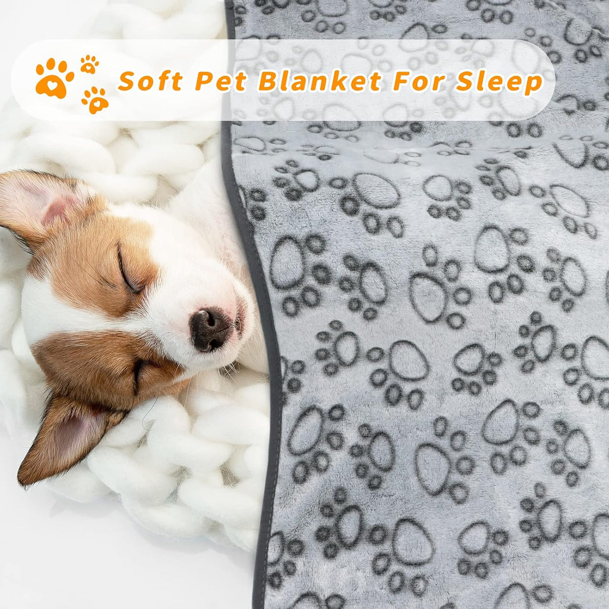 2 Pack Dog Blanket for Small Medium Dogs, Soft Washable Fleece Pet Blankets with Paw Print, Puppy & Cat Blanket for Bed Couch Sofa, 24"x32"