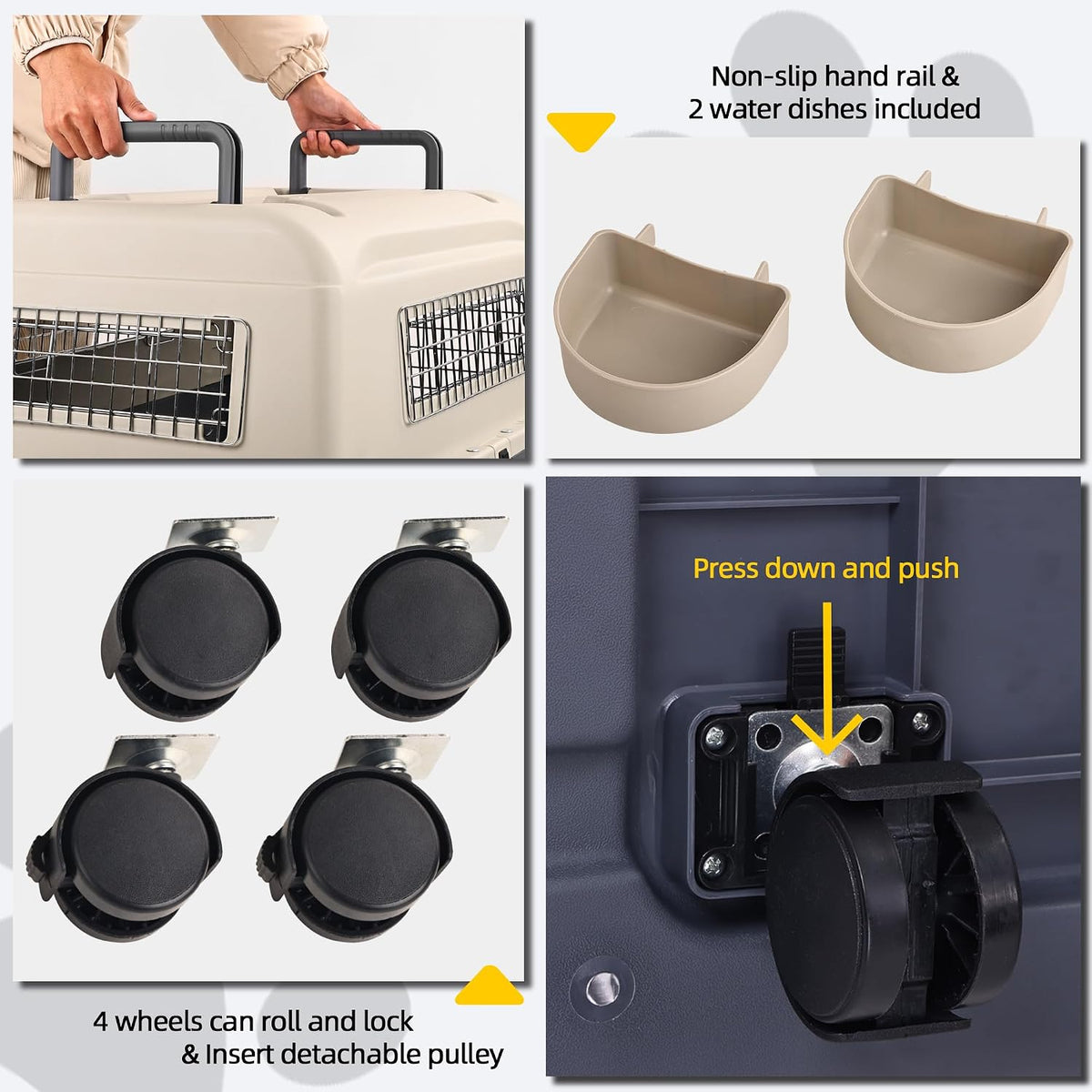 Plastic Kennels, Plastic Dog Crate, Airline Approved Pet Carrier for Dogs and Cats Longer Traveling, M