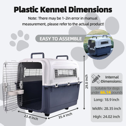 Plastic Kennels, Plastic Dog Crate, Airline Approved Pet Carrier for Dogs and Cats Longer Traveling, M