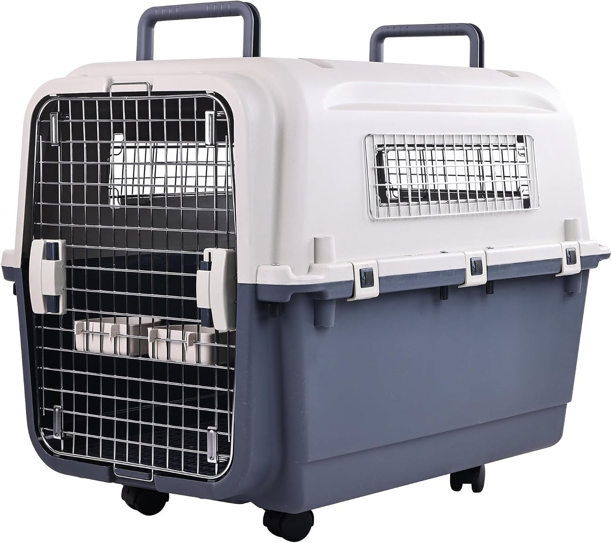 Plastic Kennels, Plastic Dog Crate, Airline Approved Pet Carrier for Dogs and Cats Longer Traveling, M