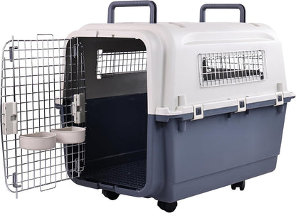 Plastic Kennels, Plastic Dog Crate, Airline Approved Pet Carrier for Dogs and Cats Longer Traveling, M