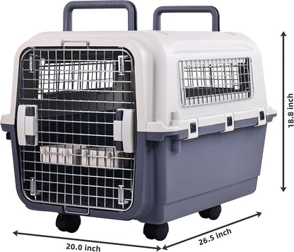 Plastic Kennels, Plastic Dog Crate, Airline Approved Pet Carrier for Dogs and Cats Longer Traveling, M