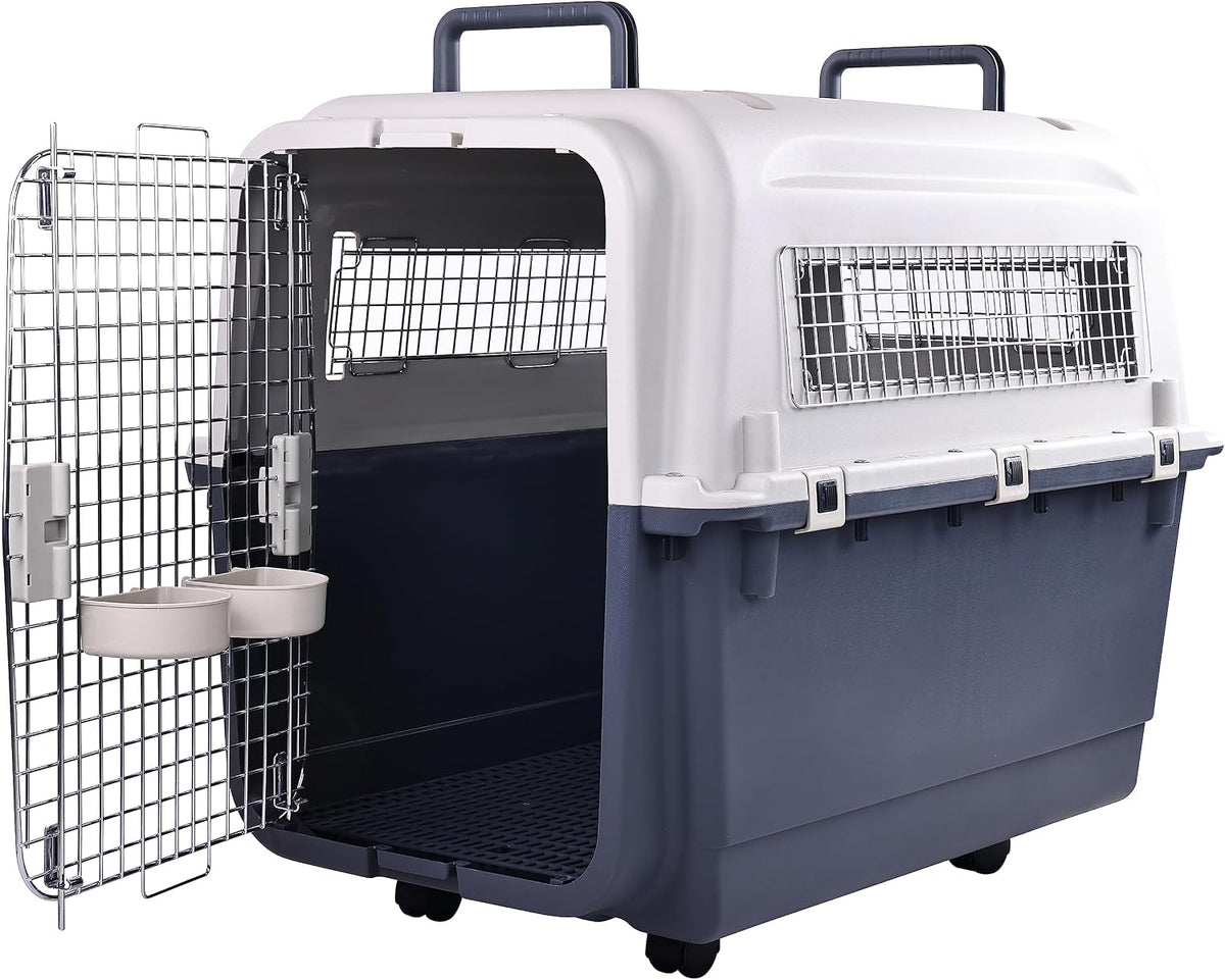 Plastic Kennels, Plastic Dog Crate, Airline Approved Pet Carrier for Dogs and Cats Longer Traveling, M