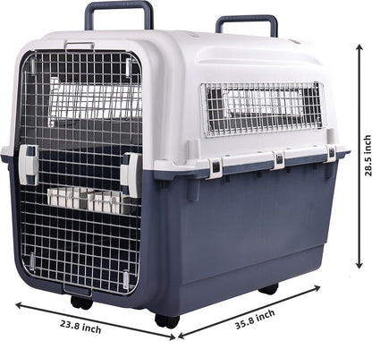 Plastic Kennels, Plastic Dog Crate, Airline Approved Pet Carrier for Dogs and Cats Longer Traveling, M