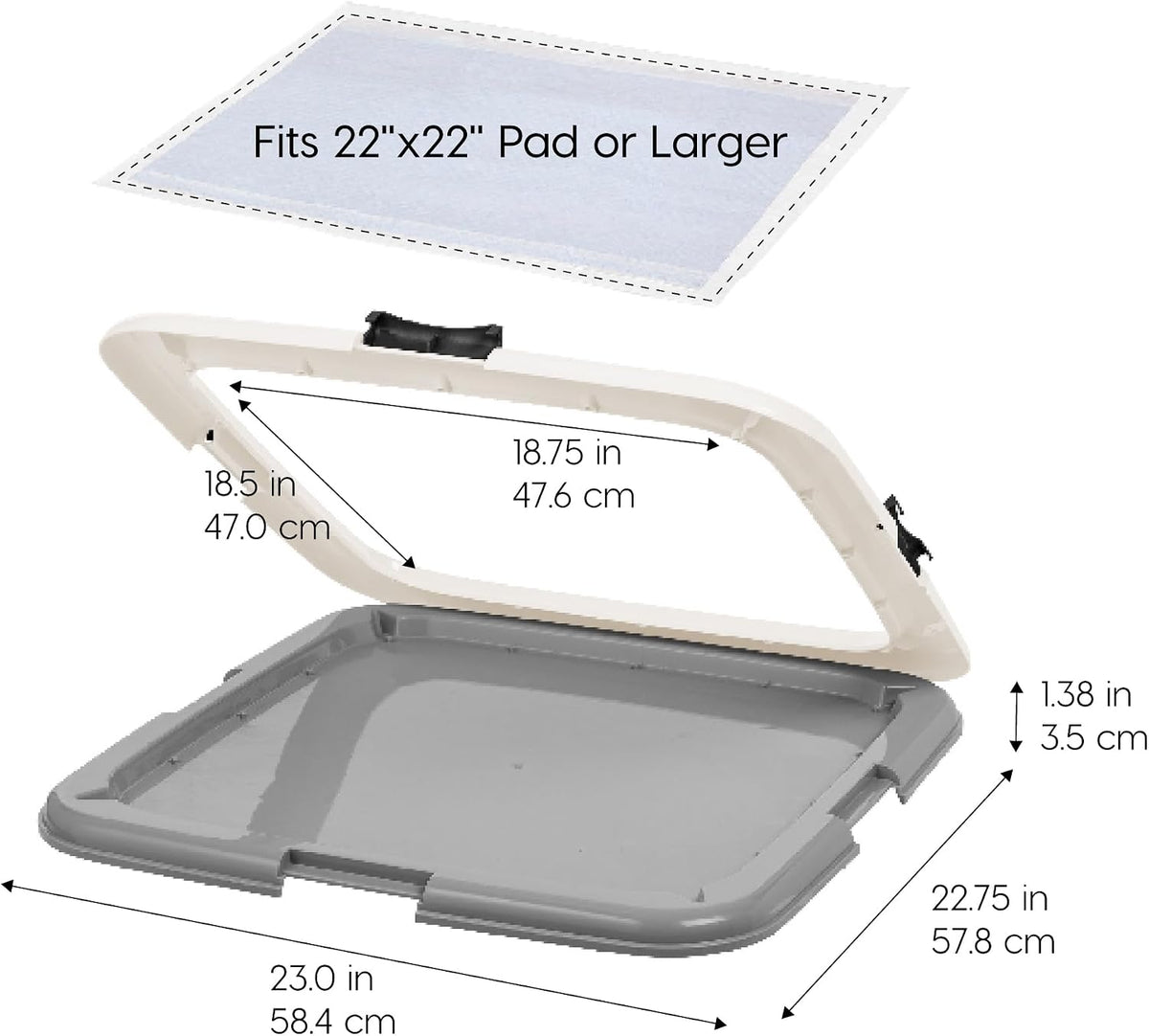 Secure Pee Pad Holder for Regular Sized Dogs, Fits 22"x22" Pad, Gray