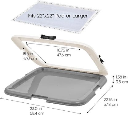 Secure Pee Pad Holder for Regular Sized Dogs, Fits 22"x22" Pad, Gray