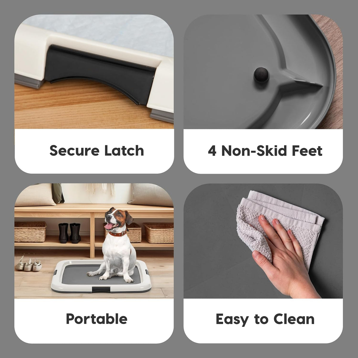 Secure Pee Pad Holder for Regular Sized Dogs, Fits 22"x22" Pad, Gray