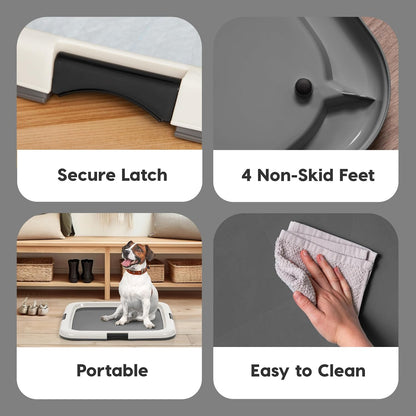 Secure Pee Pad Holder for Regular Sized Dogs, Fits 22"x22" Pad, Gray